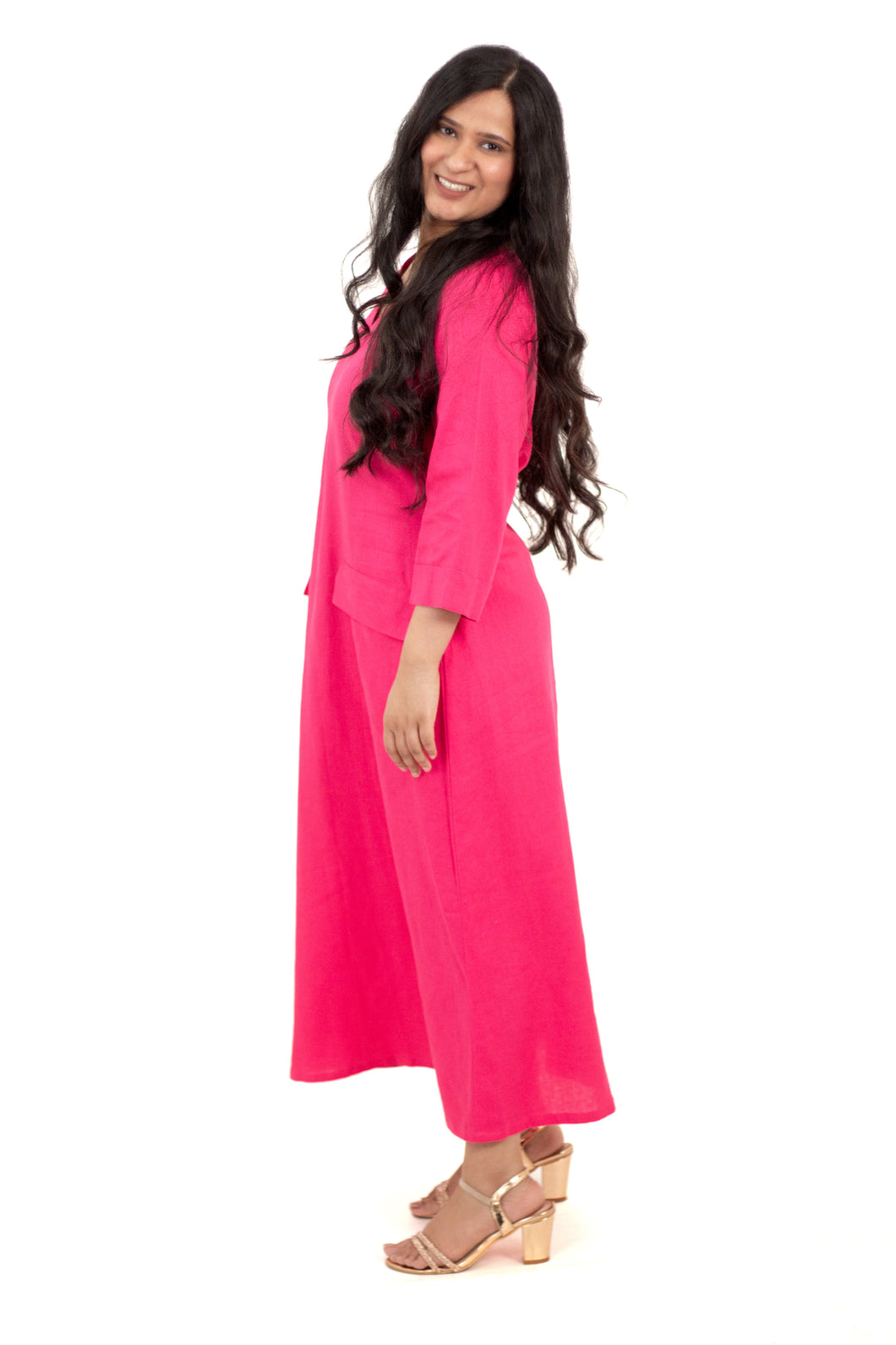 Pink Cotton Linen Dress