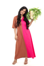 Load image into Gallery viewer, Linen Half &amp; Half Pink Dress
