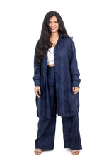 Load image into Gallery viewer, Blue Rayon Oversized Shirt (Free Sized)
