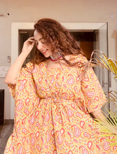 Load image into Gallery viewer, Yellow Floral Print Kaftan (Top Only)

