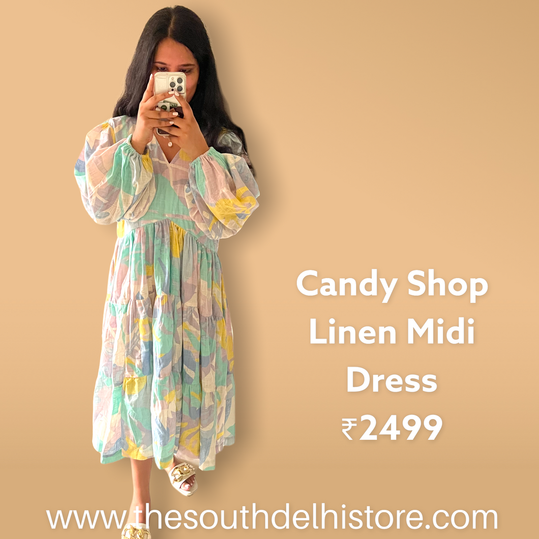 Candy Shop Linen Dress - Midi